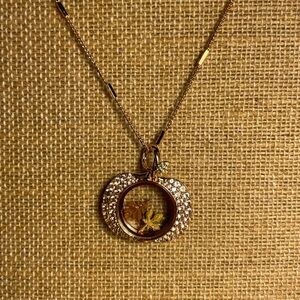 Origami Owl Rose Gold Pumpkin Locket with charms and chain NWT